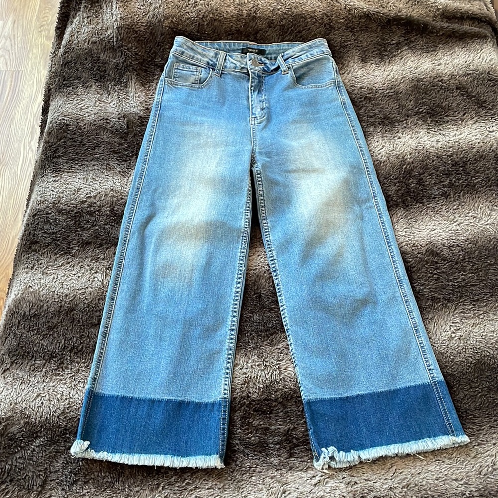 Blue dip dye denim hem jeans Size Small